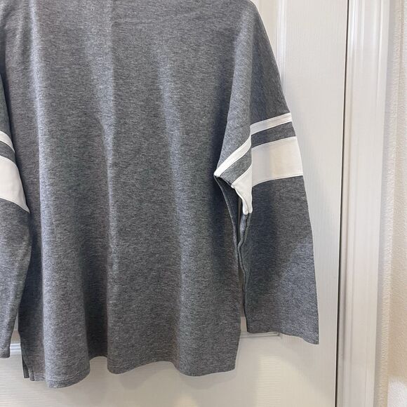 La Ligne Varsity Tee Striped Cotton Top Gray Women's Size Medium - Picture 15 of 15